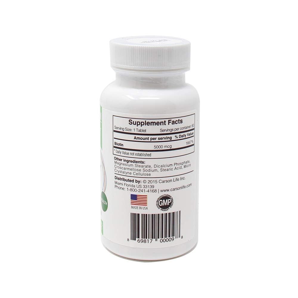 Carson Life Biotin Supplement Tablets for Hair, Skin and Nails - 60 Tablets - image 4