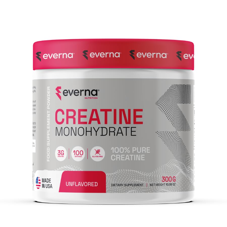 EVERNA Creatine Monohydrate Powder - 300g (100 Servings)