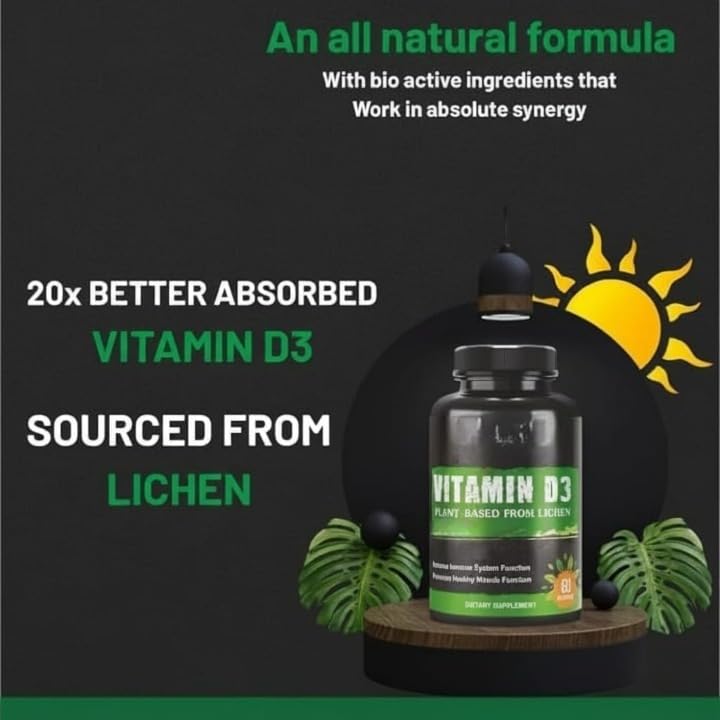 Generic Vitamin D3 Plant Based from Lichen - 60 Capsules - image 4