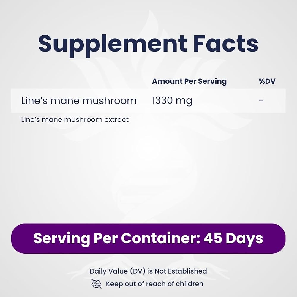 AZ BIOTECH Lions Mane Mushroom Extract Brain Supplement - 90 Capsules - image 3