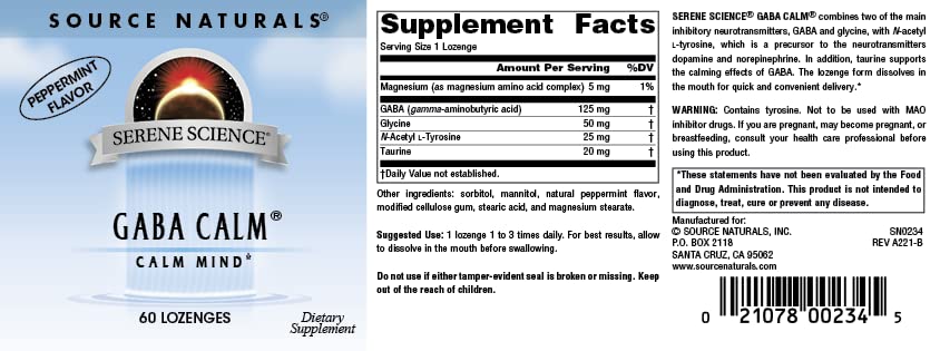 Source Naturals GABA Calm, Peppermint