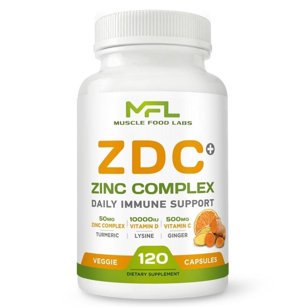 MUSCLE FOOD LABS Z D C Plus Vitamin C, D3 & Zinc - 120 Vegetarian Capsules