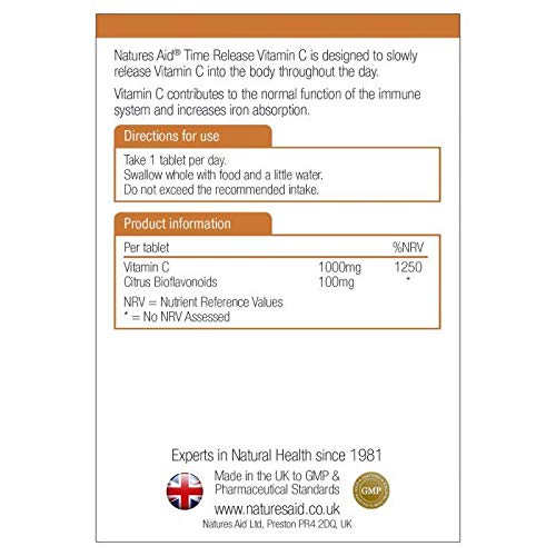 Natures Aid Vitamin C 1000mg Time Release with Citrus Bioflavonoids - 30 Tablets - image 2