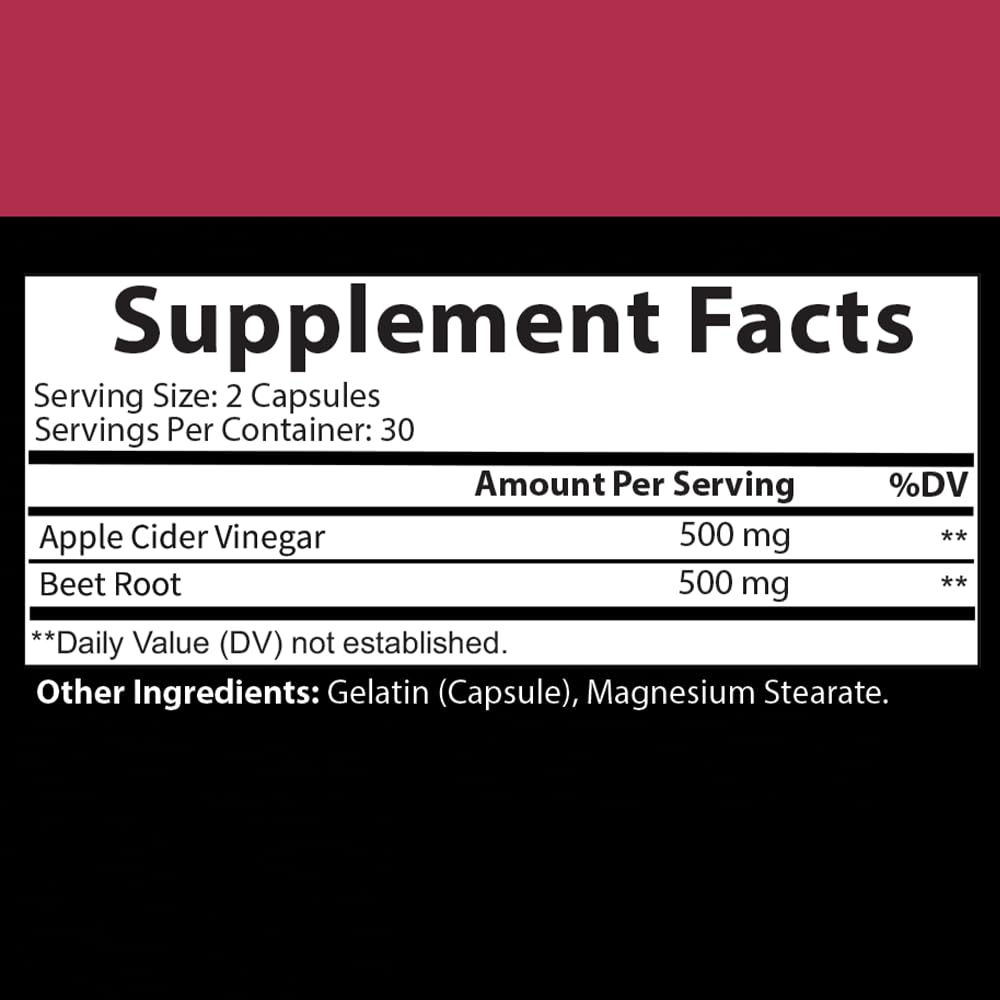 Angry Supplements Apple Cider Vinegar + Beet Root Powder Capsules - 120 Count - image 2