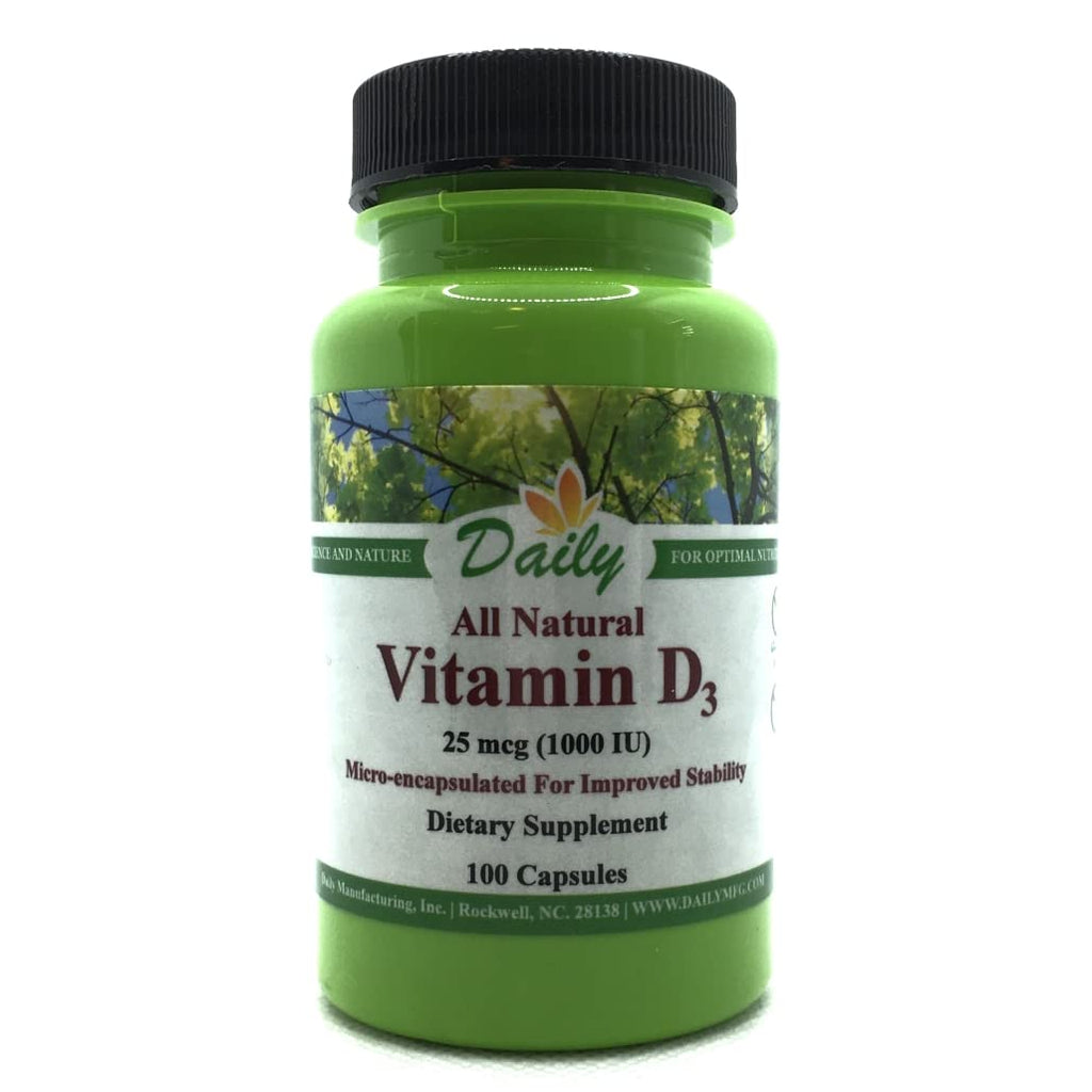 Daily Manufacturing Vitamin D3 1000 IU - 100 Vegetarian Capsules