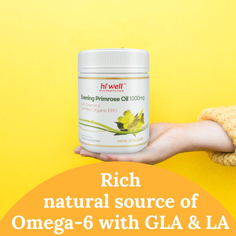 Hi Well Organic Evening Primrose Oil 1000mg - 200 Softgels (Pack of 3) - image 2
