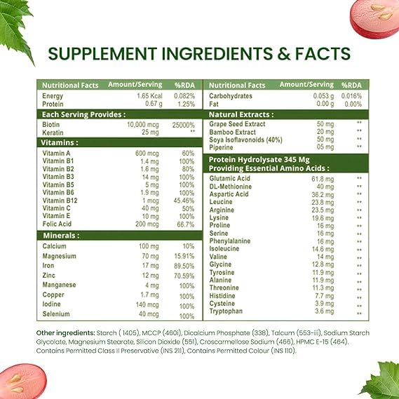 MAGICHOOD Organics Biotin 10000 MCG with Keratin & Amino Acids - 120 Tablets - image 3