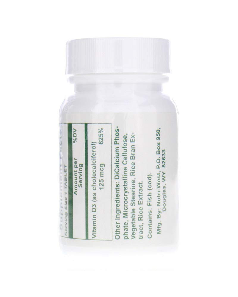 Nutri-West Hi D3 Vitamin D3 5000 IU - 120 Tablets - image 2