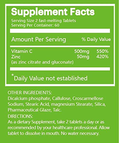 Na'trition Vitamin C + Zinc Complex 500 mg Immune Support - 120 Tablets - image 2