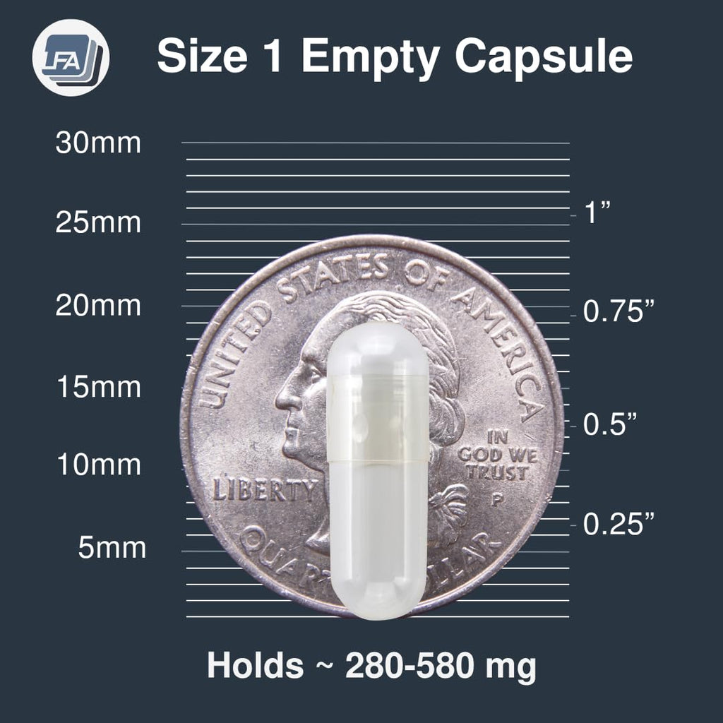 LFA Tablet Presses Empty Capsules Size 1 - Clear Vegan Caps - Fits