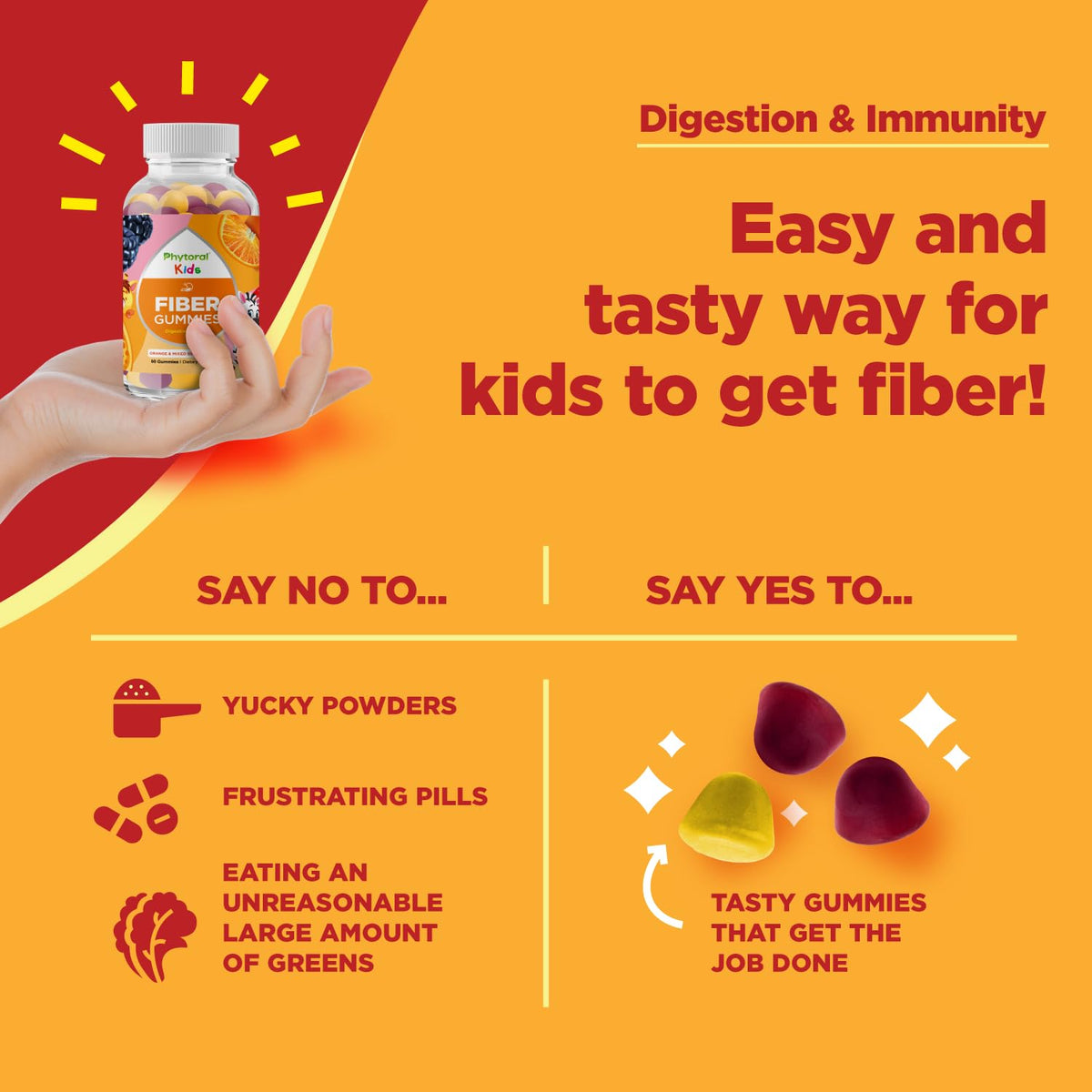Phytoral High Prebiotic Fiber Gummies for Kids - 60 Gummies - image 5