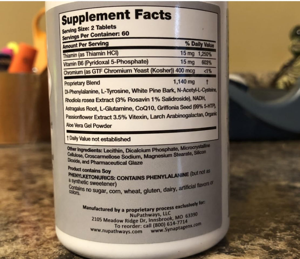 NuPathways SynaptaGenX Neuroadaptagen Amino Acid - 120 Tablets - image 3