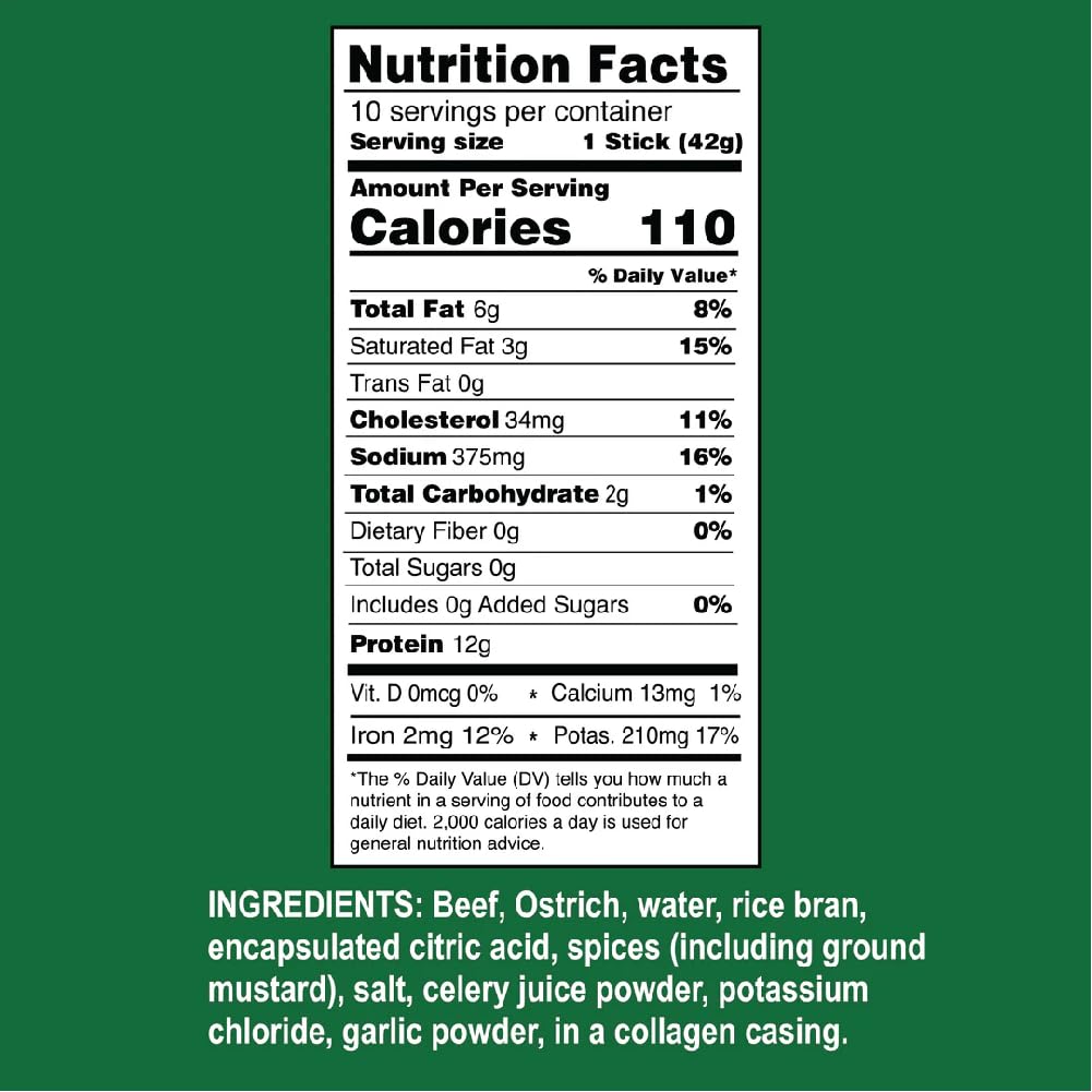 Ostrim Beef & Ostrich High Protein Snack Stick Original - 10 Pack - image 4