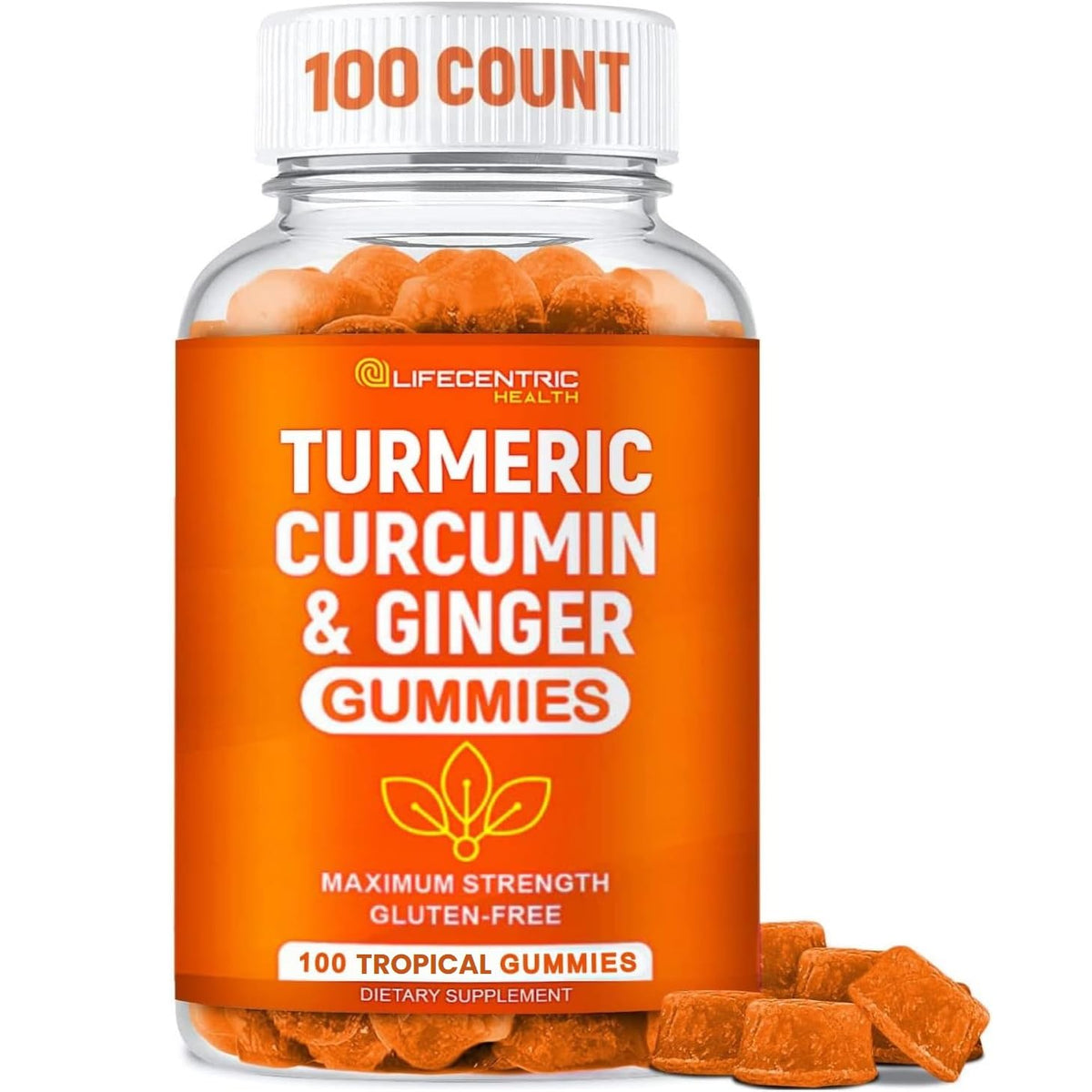 LifeCentric Health Turmeric Curcumin Gummies with Ginger - 100 Count