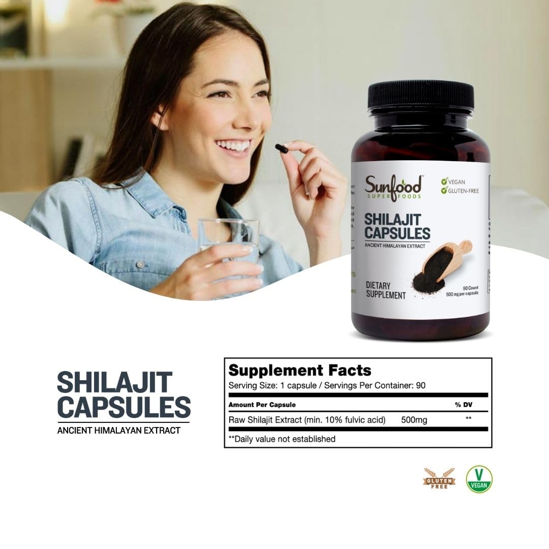 Sunfood Superfoods Raw Shilajit Capsules - 90 Capsules - image 2