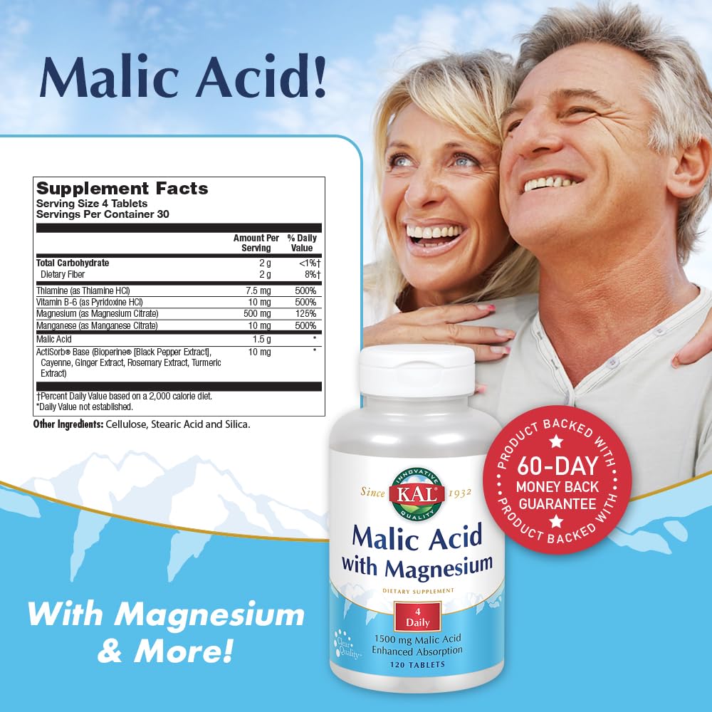 KAL Malic Acid with Magnesium - 120 Tablets - image 2