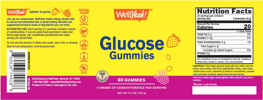 WellYeah Glucose Gummies Berry Flavor - 60 Count - image 5