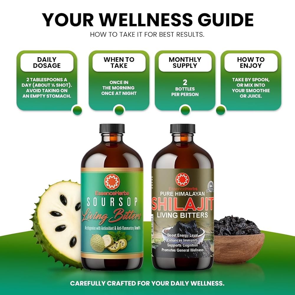 Essence Herbs Soursop & Shilajit Bitters Bundle - 16 Fl Oz - image 2