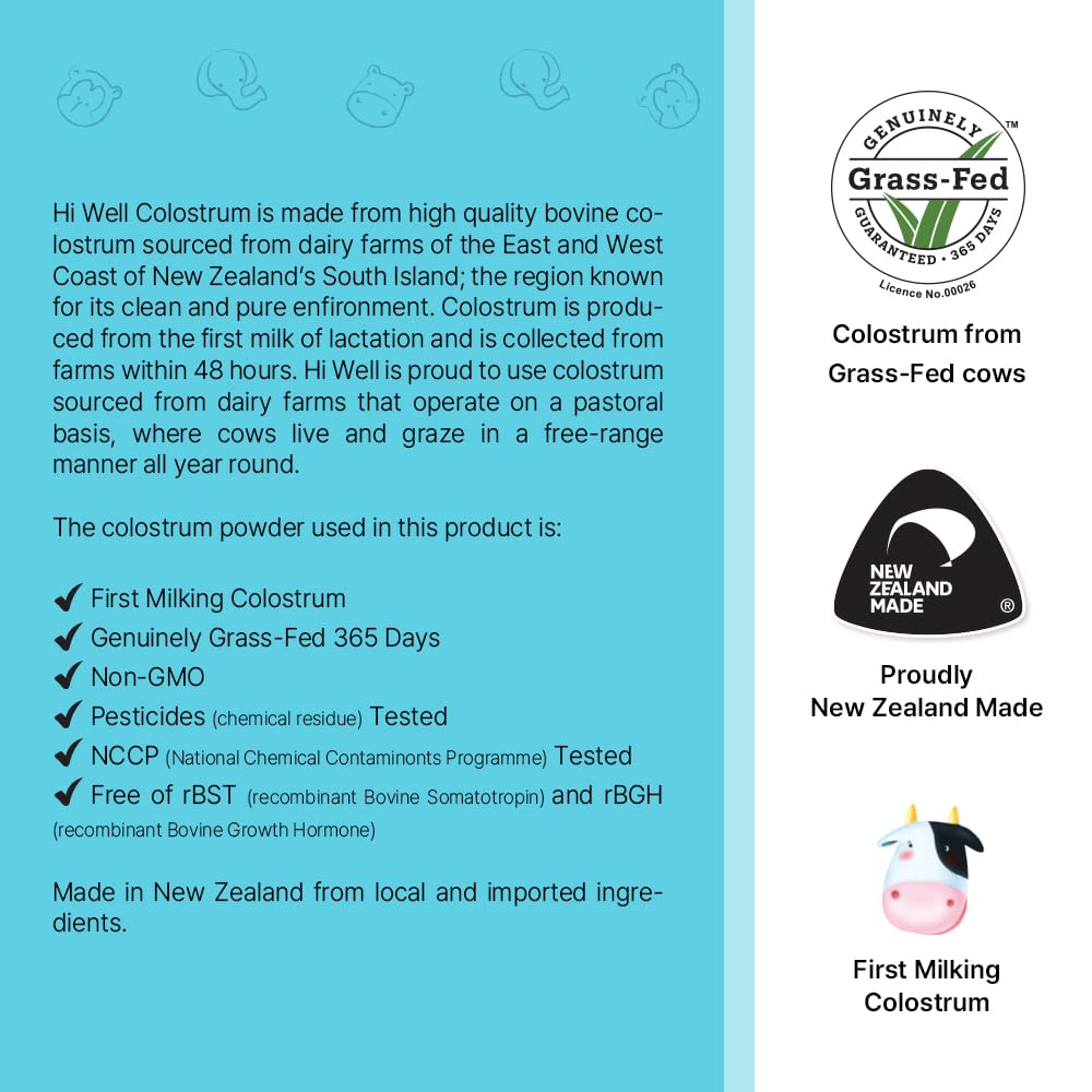 Hi Well Premium Grass-Fed Colostrum1500 120Tablets