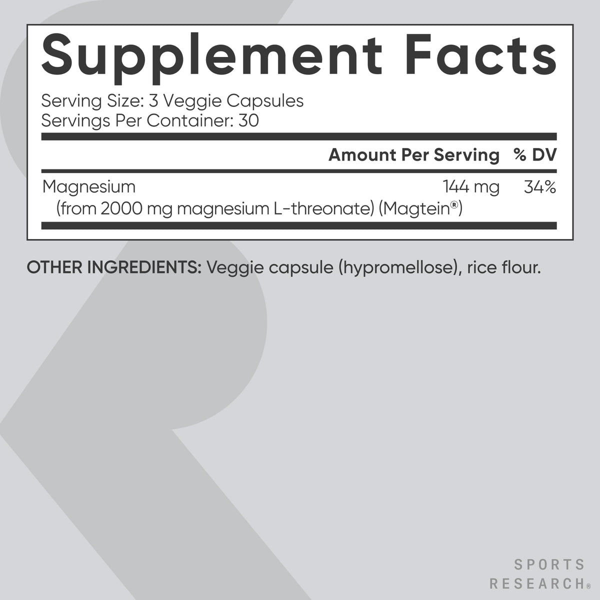 Sports Research Magnesium L-Threonate 2000mg - 90 Capsules - image 5