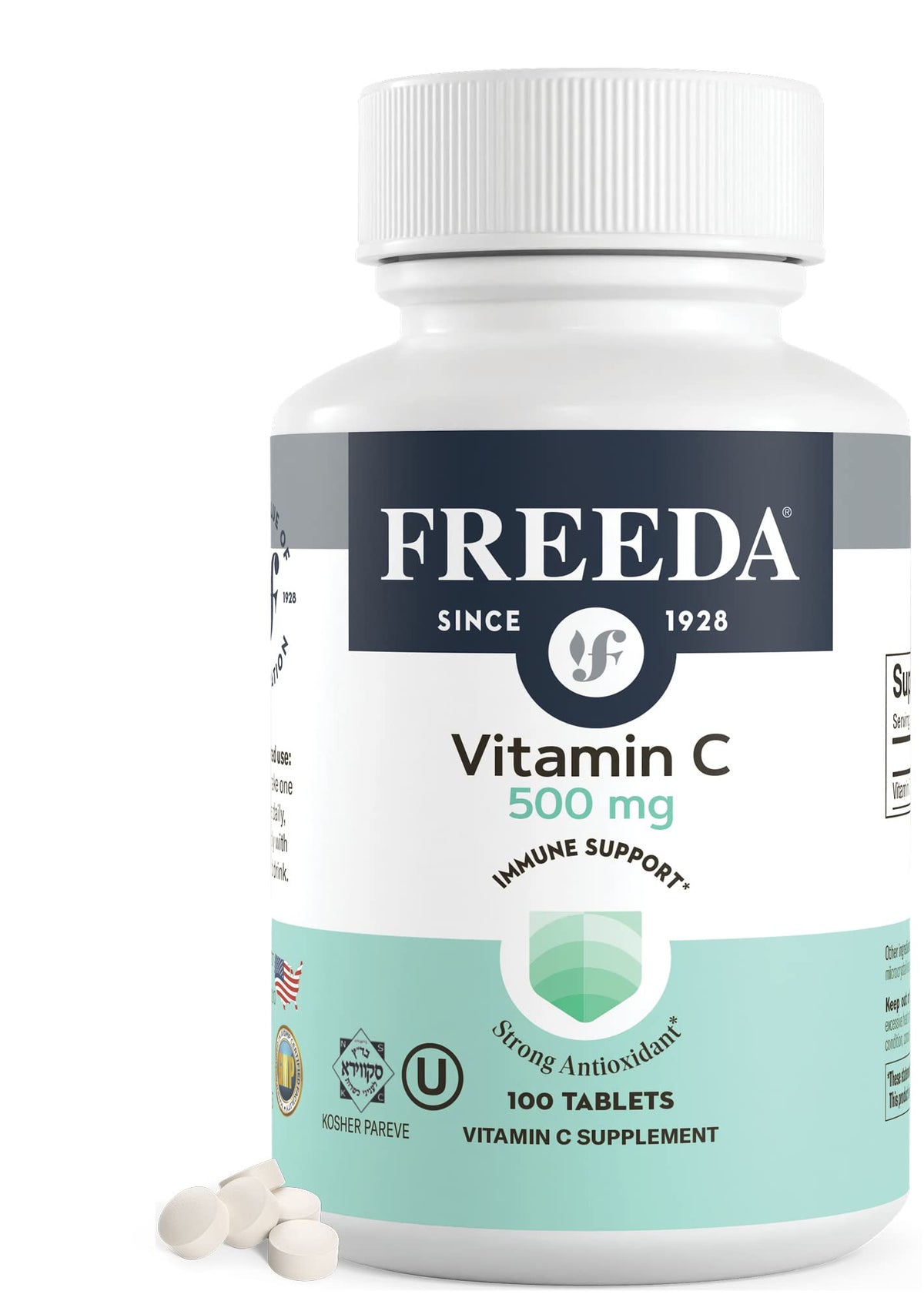 FREEDA Vitamin C 500mg Tablets Vegan & Kosher - 100 Tablets