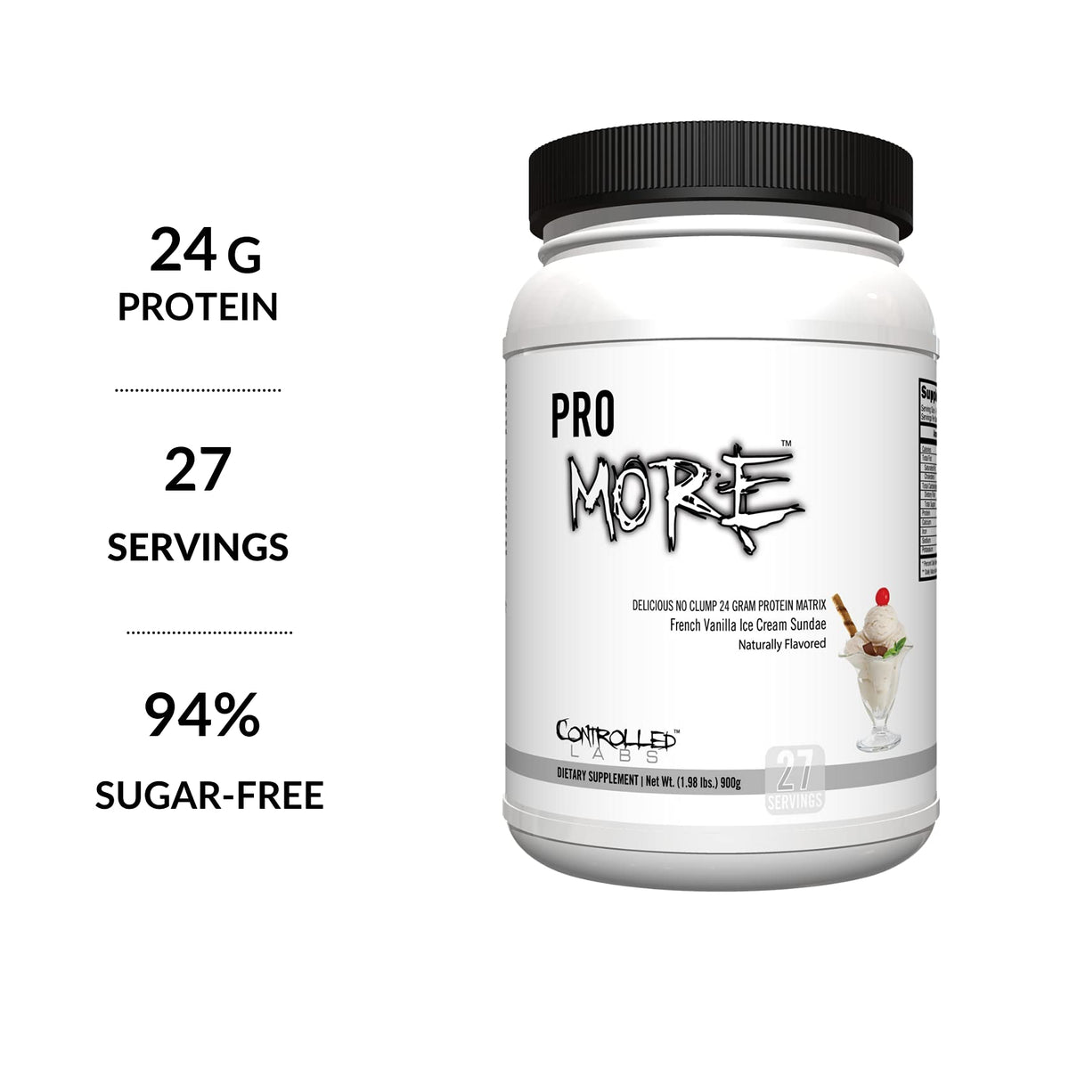 CONTROLLED LABS PROmore Protein Powder, 24g Protein, 27 Serv