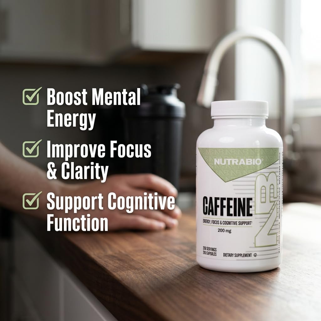 NutraBio 100% Pure Caffeine Capsules - 250 Capsules - image 3