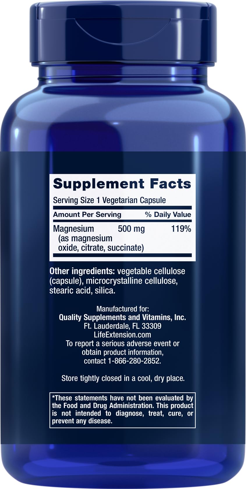 Life Extension Magnesium Caps 500mg - 270 Vegetarian Capsules - image 2