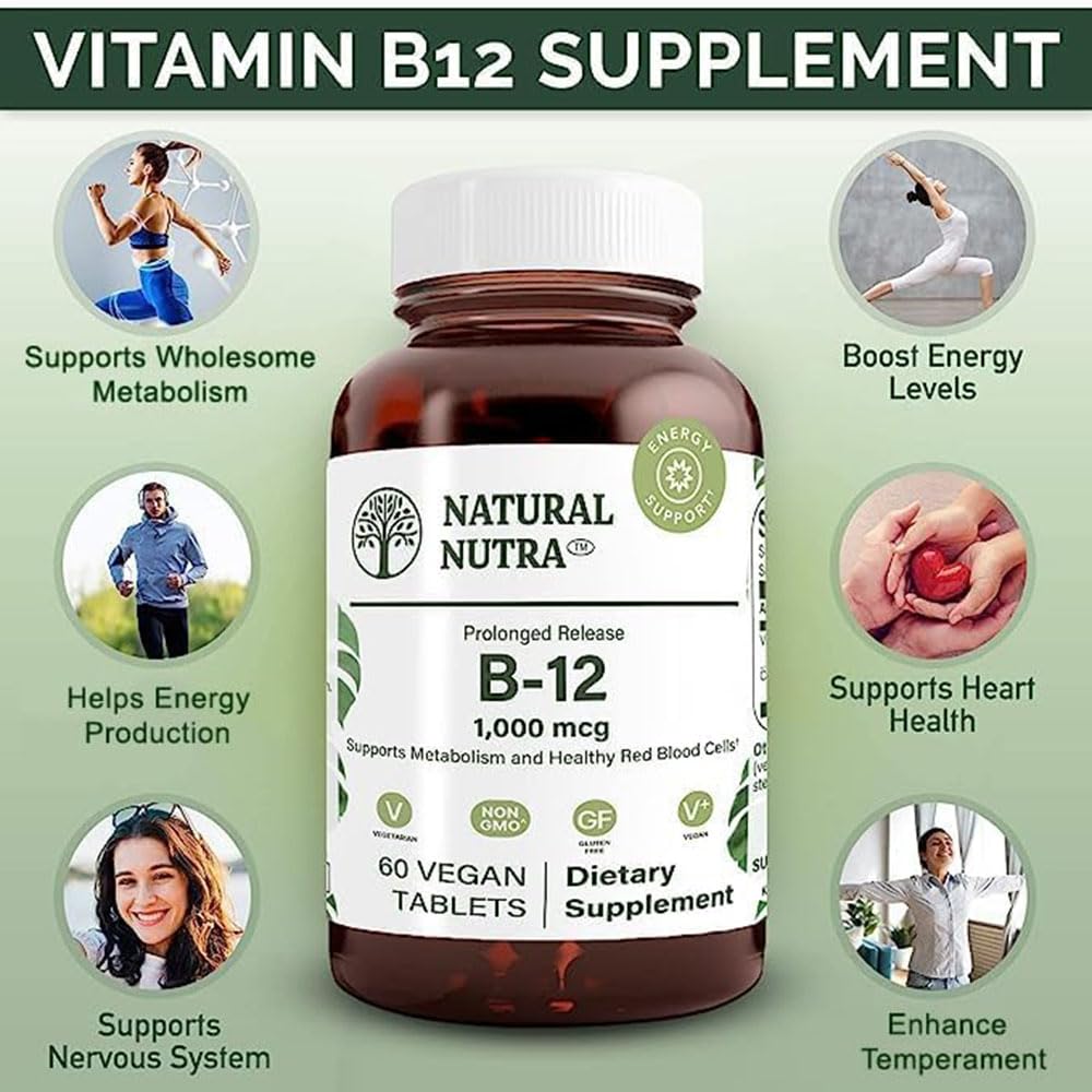 Natural Nutra Vitamin B12 1000 mcg - 60 Vegan Tablets - image 3