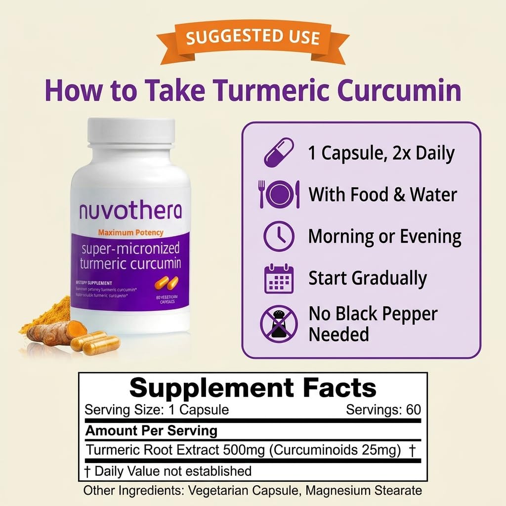 Nuvothera Super-Micronized Turmeric Curcumin Capsules - 120 Capsules - image 4
