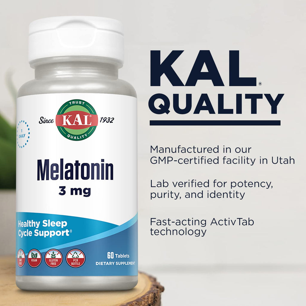 KAL Melatonin 3mg Sleep Aid Fast Dissolve Tablets - 60 Tablets - image 4