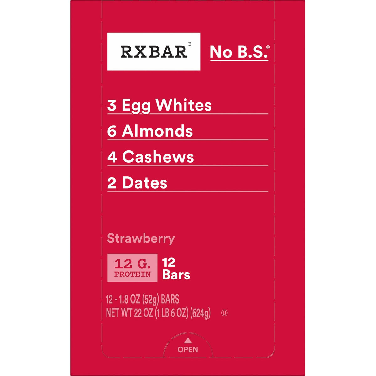 RXBAR Protein Bars, 12g Protein, Gluten Free Snacks, Strawberry, 22oz