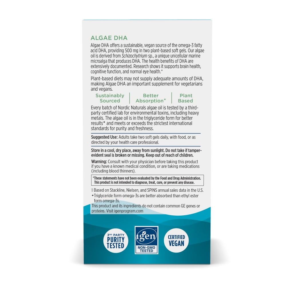 Nordic Naturals Algae DHA - Vegetarian DHA Supplement
