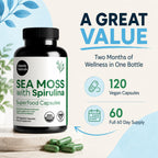 Atlantic Naturals Sea Moss Dietary Supplement - 120 Count Vegetable