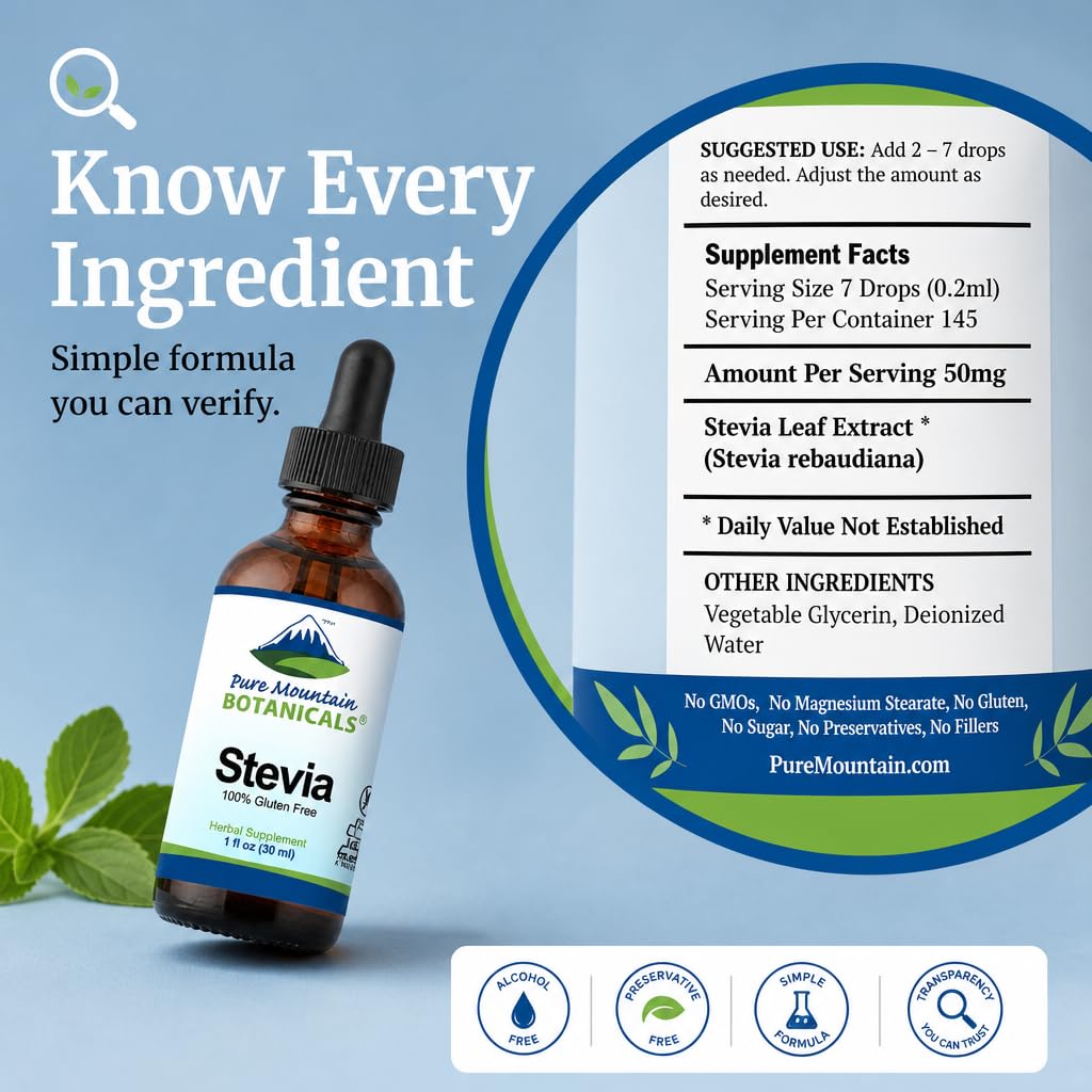 Pure Mountain Botanicals Liquid Stevia Drops
