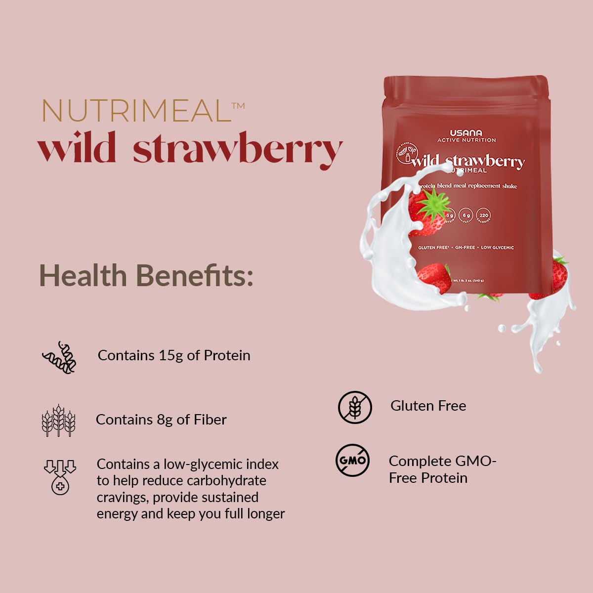USANA Nutrimeal Meal Replacement Shake Wild Strawberry - 540g - image 5