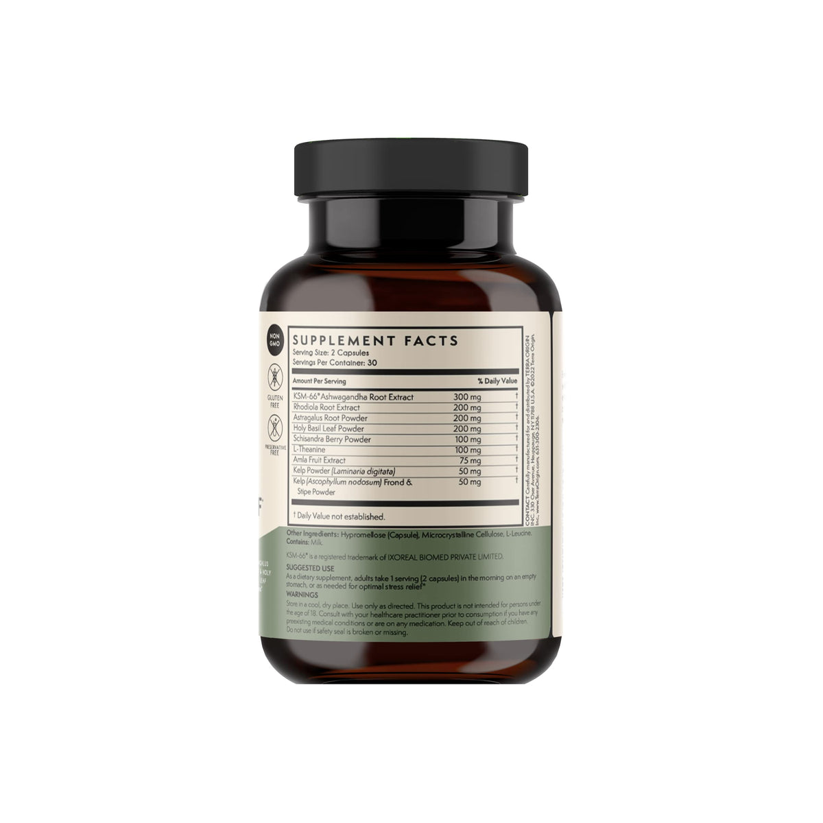 TERRA ORIGIN Healthy Stress Supplement with Ashwagandha - 60 Capsules - image 2