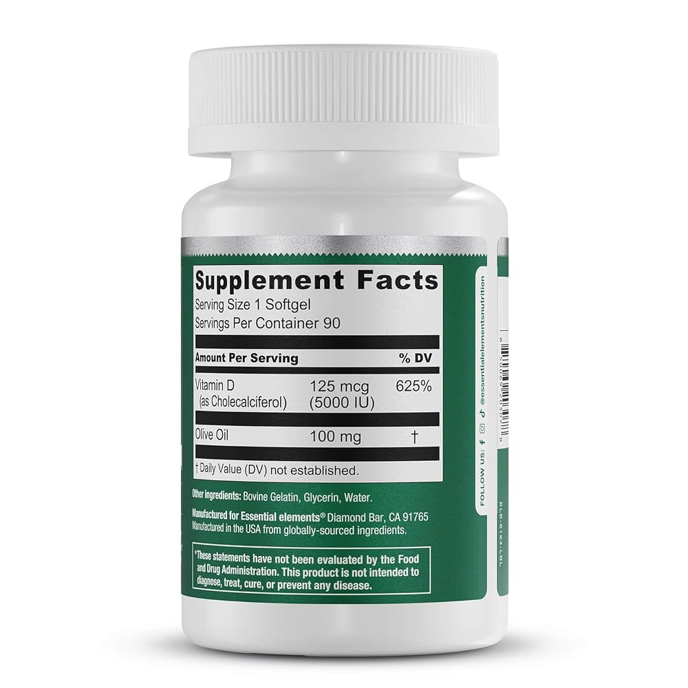 Essential Elements Vitamin D3 5000 IU Softgels - 90 Count - image 6