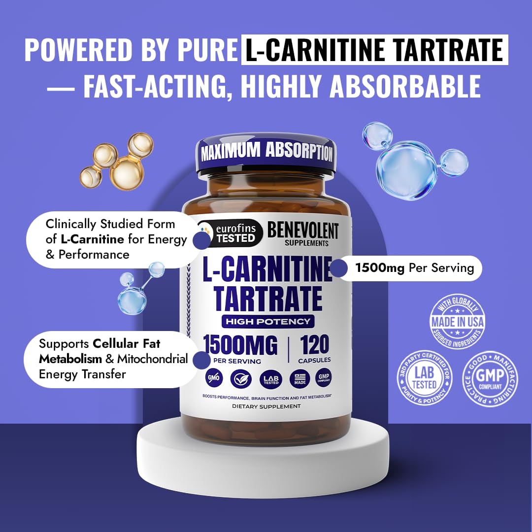 Benevolent Nourishment L Carnitine 1500mg - 120 Capsules - image 5