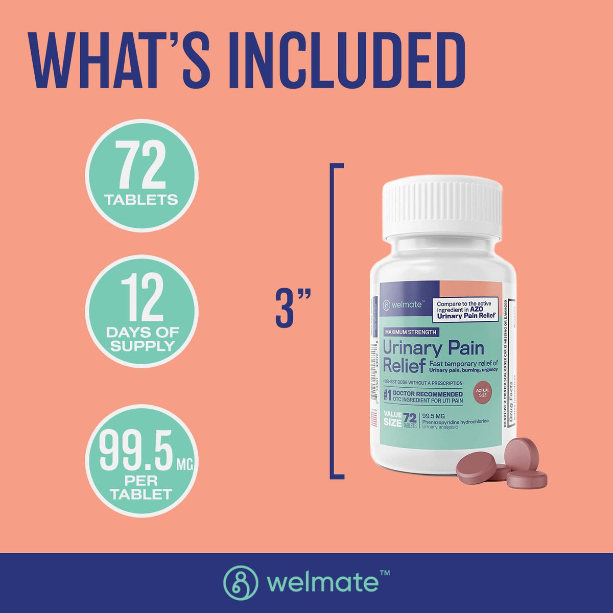 WELMATE Maximum Strength Urinary Pain Relief UTI Medicine for Women - image 4