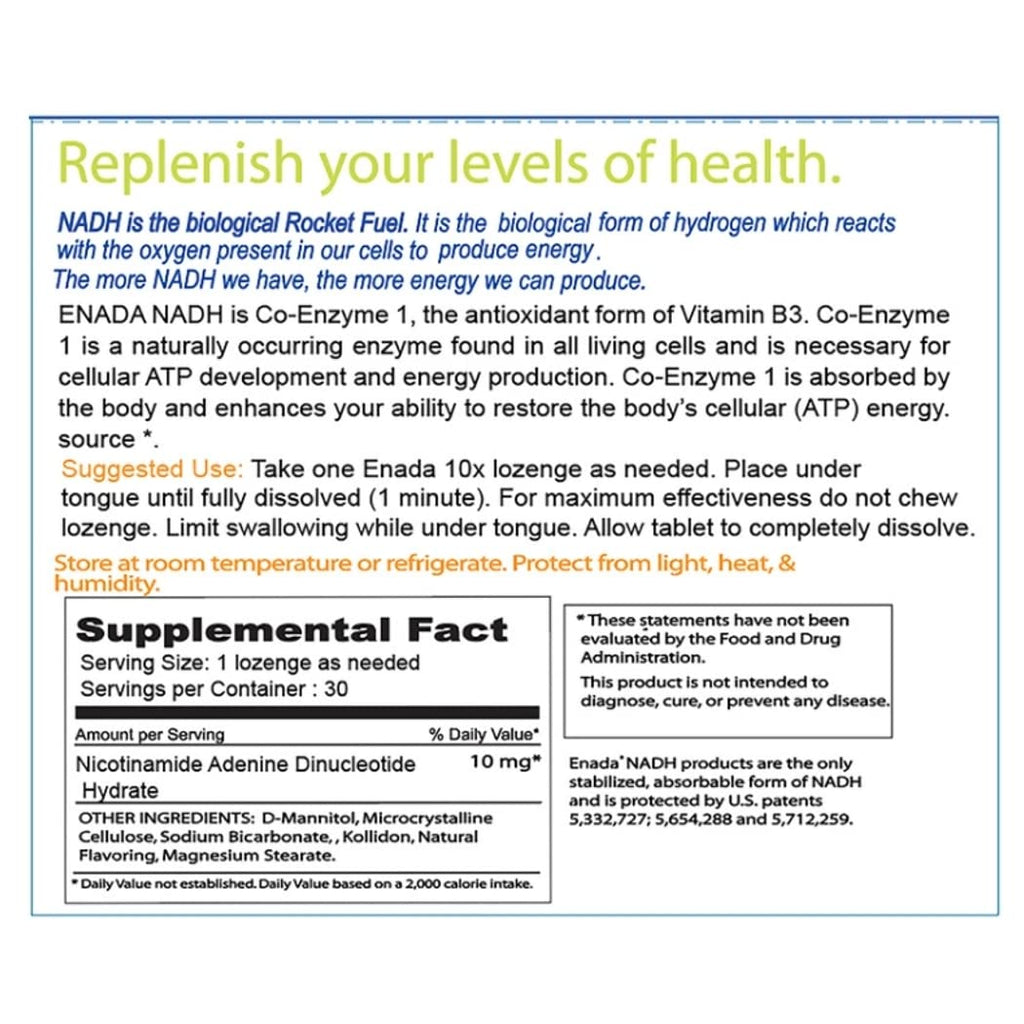 ENADA 10X NADH Energy Booster - 60 Lozenges - image 2