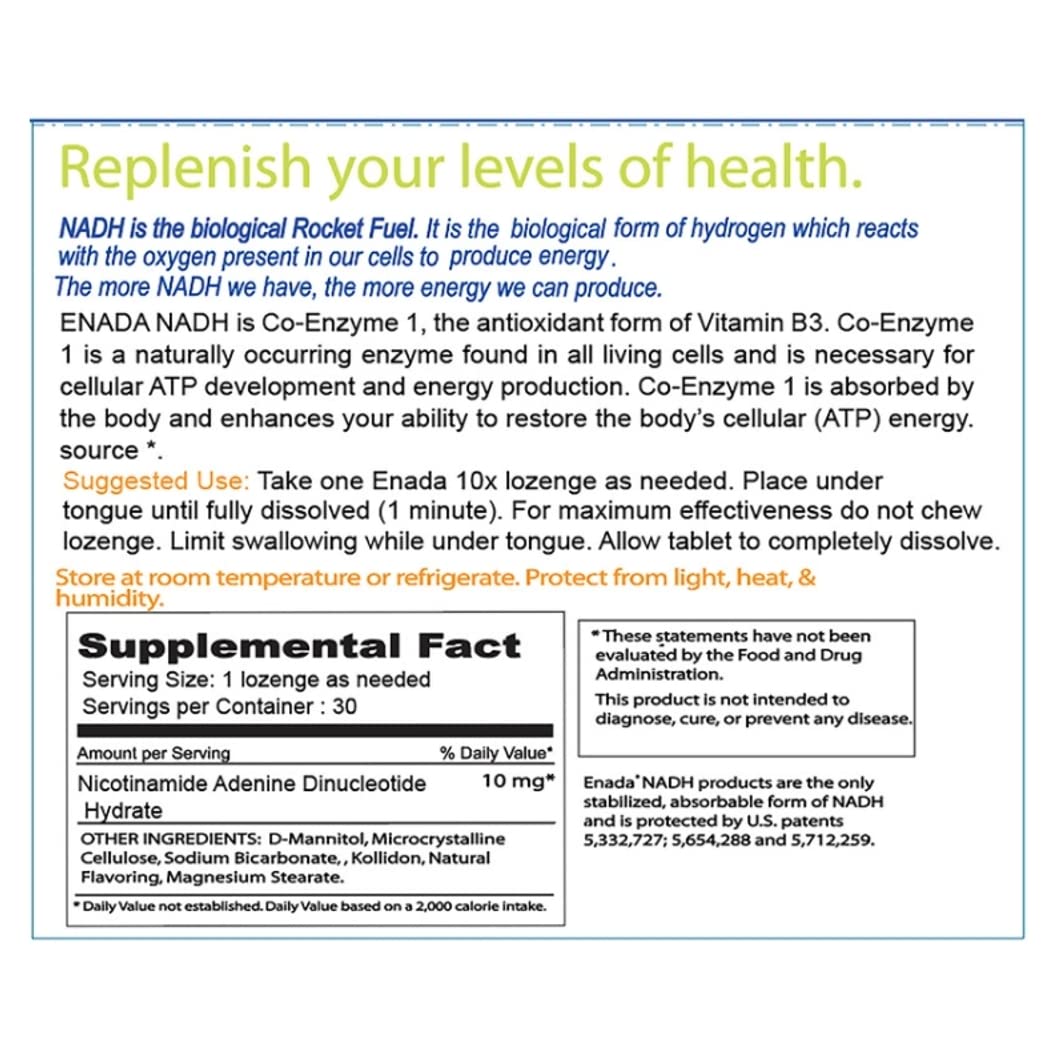 ENADA 10X NADH Energy Booster - 60 Lozenges - image 2