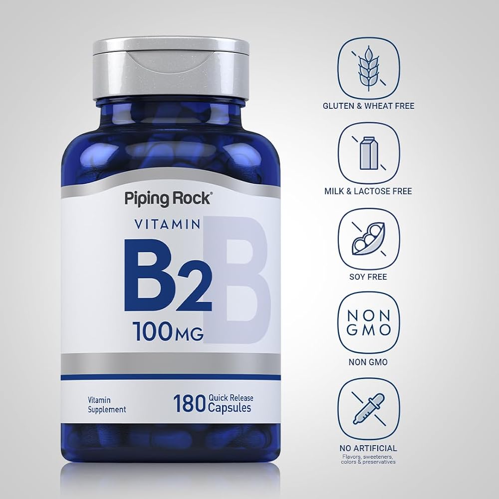 Piping Rock Vitamin B2 100mg Riboflavin - 180 Capsules - image 3