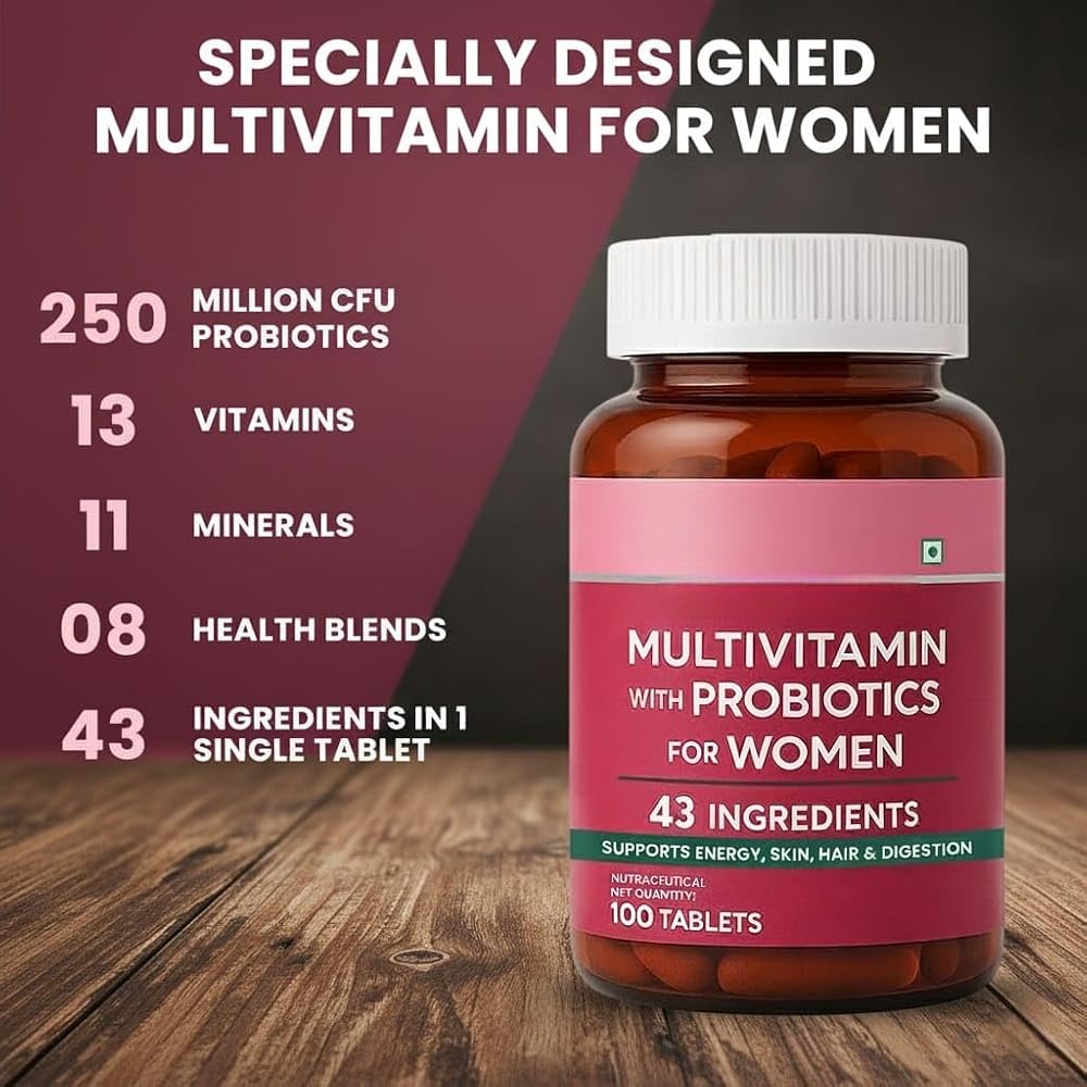 Generic Multivitamin with Probiotics for Women - 100 Vegetarian Tablets - image 2
