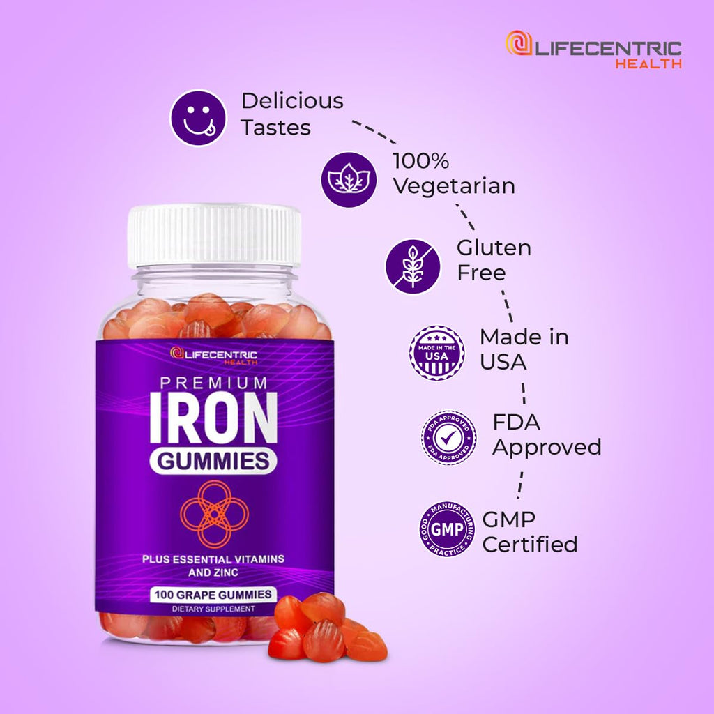 LifeCentric Health Iron Gummies with Biotin & Zinc - 100 Count - image 6