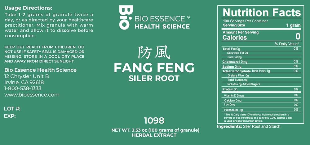 Bio Essence Health Science Fang Feng Siler Root Raw Powder - 100g - image 2