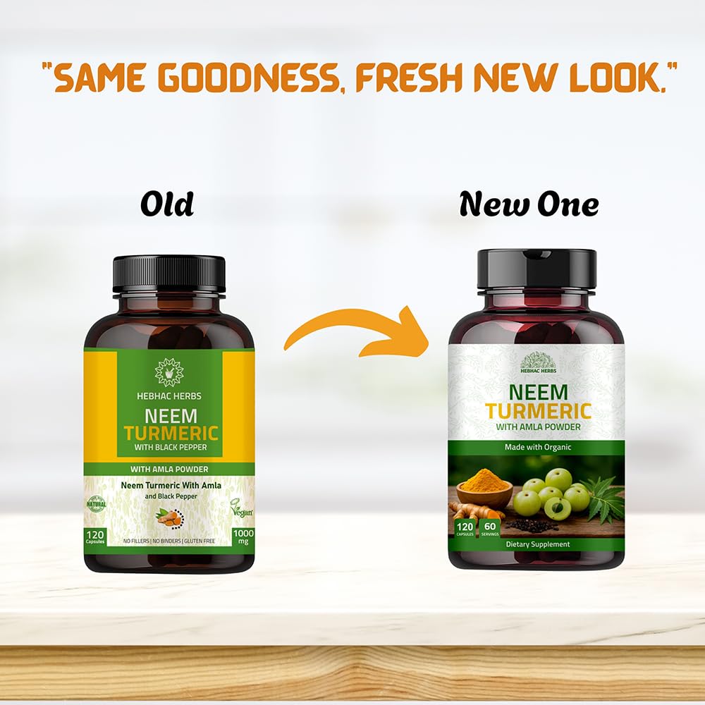 Hebhac Herbs Neem Turmeric Capsules with Amla & Black Pepper - image 4
