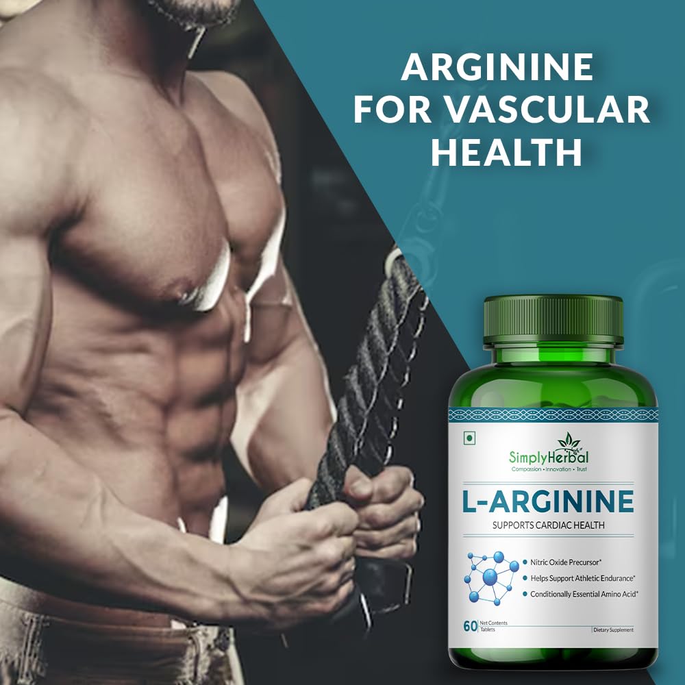 Simply Herbal L-Arginine 500 mg Amino Acid - 60 Tablets - image 5