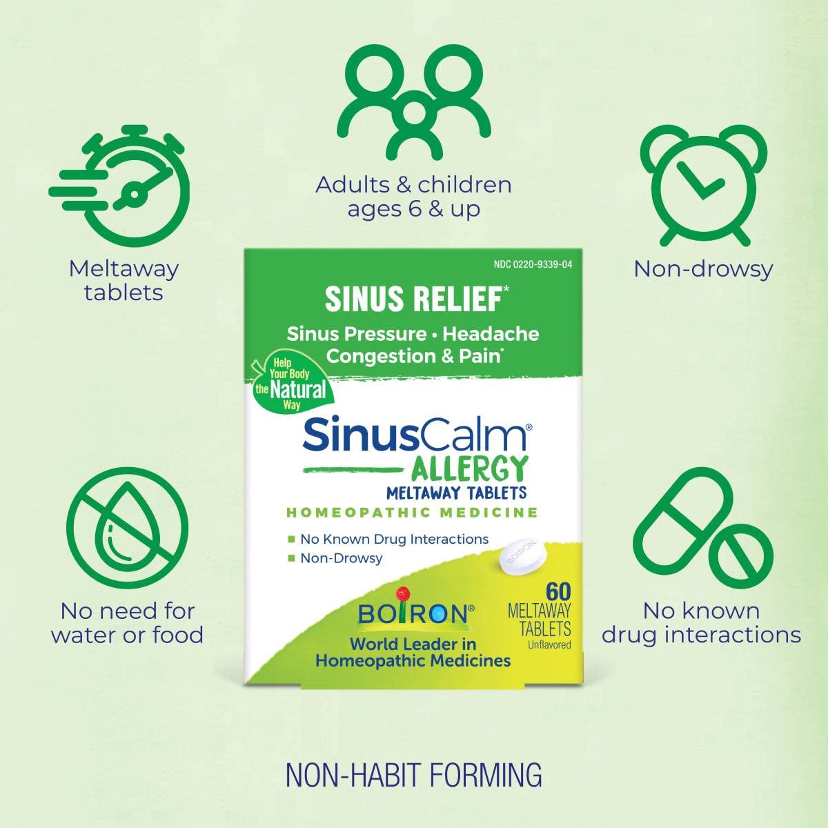 Boiron SinusCalm Allergy Tablets for Sinus Relief - 60 Count - image 3