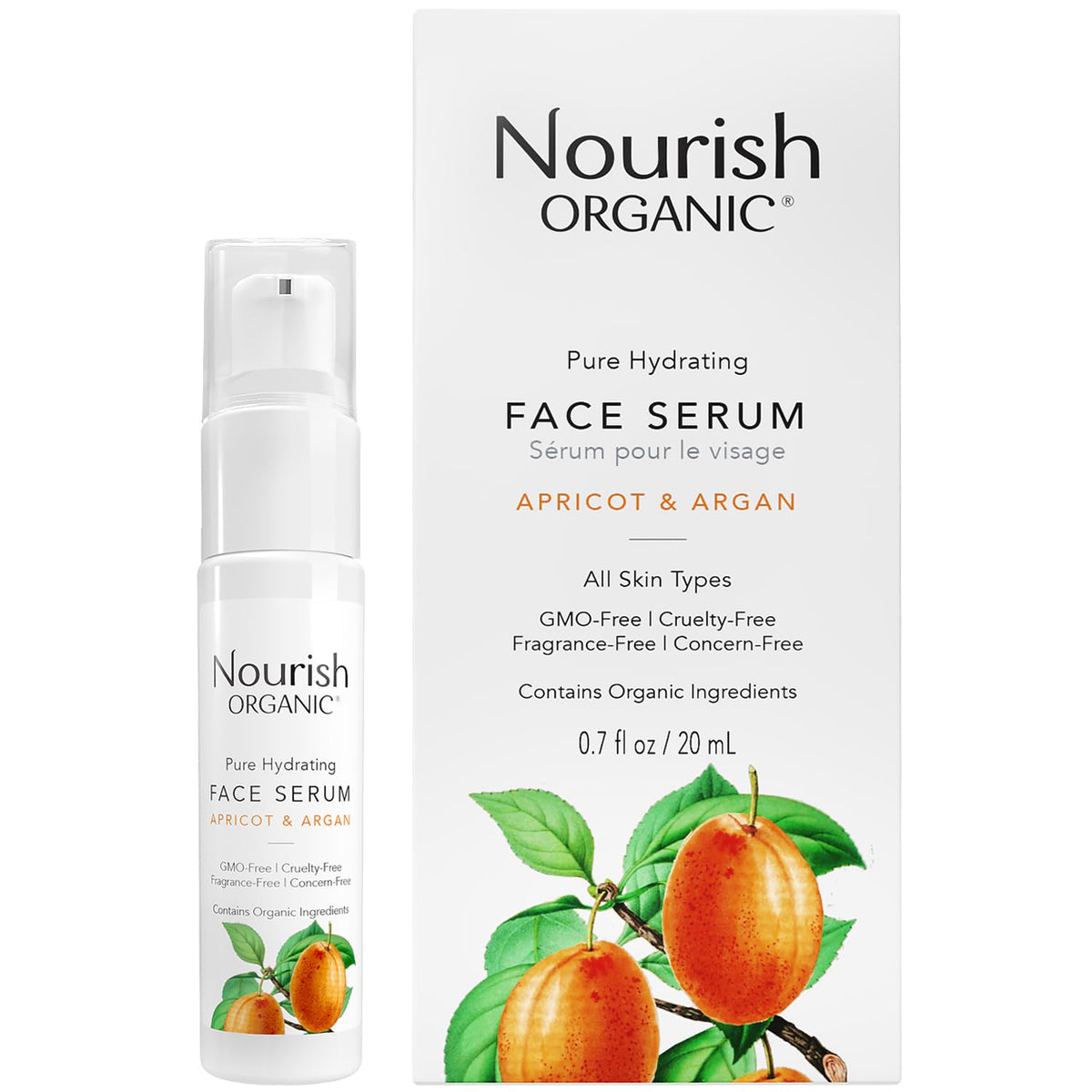 Nourish Organic Apricot & Argan Face Serum with Vitamin C - 0.7 Fl Oz